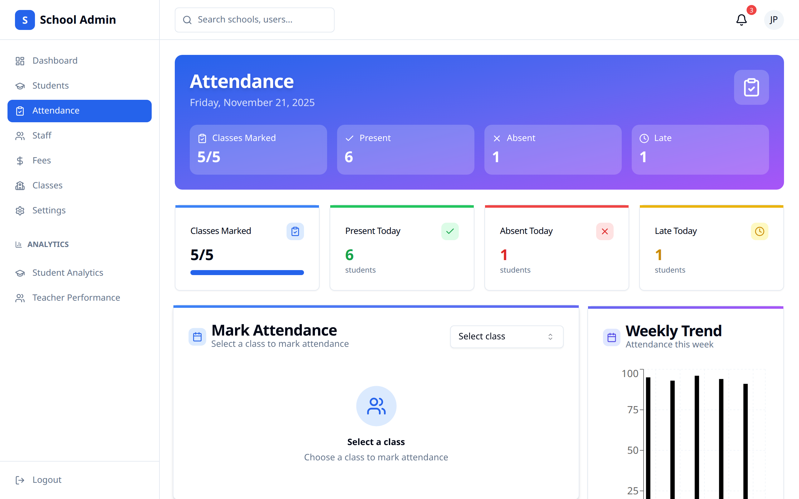 Attendance main page