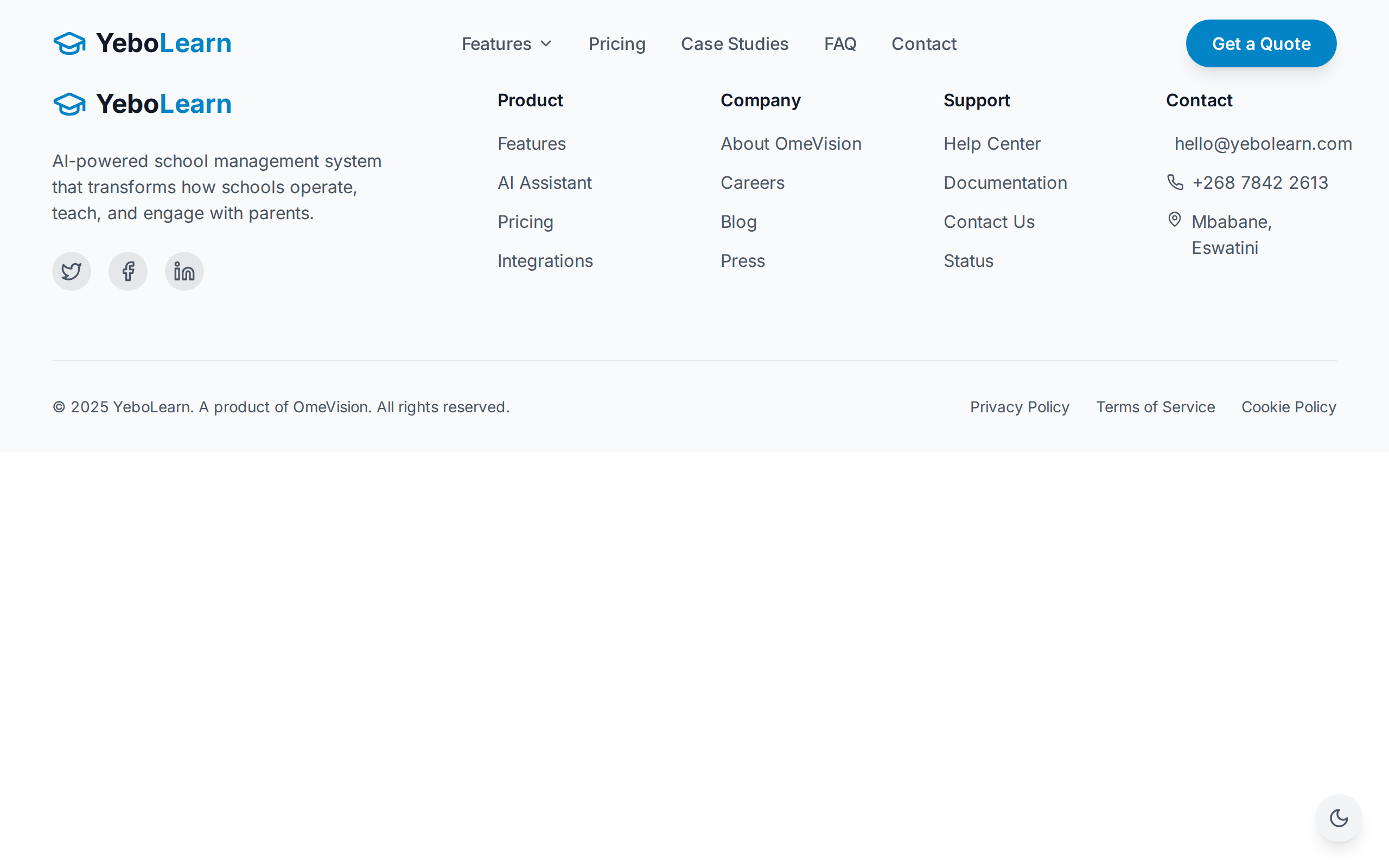 Login page