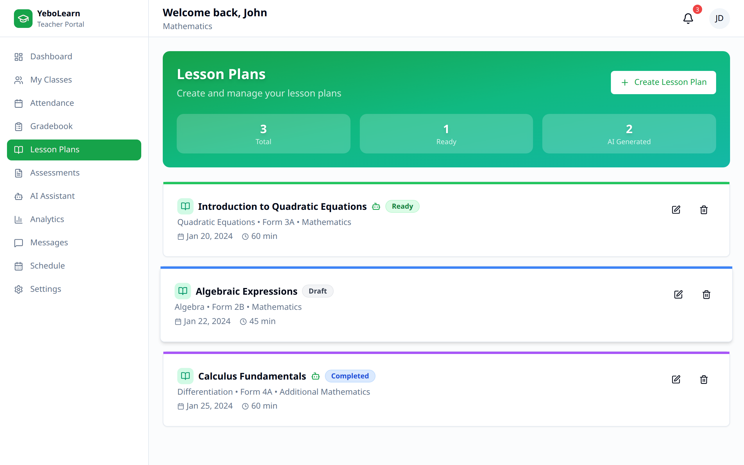 Lessons main page