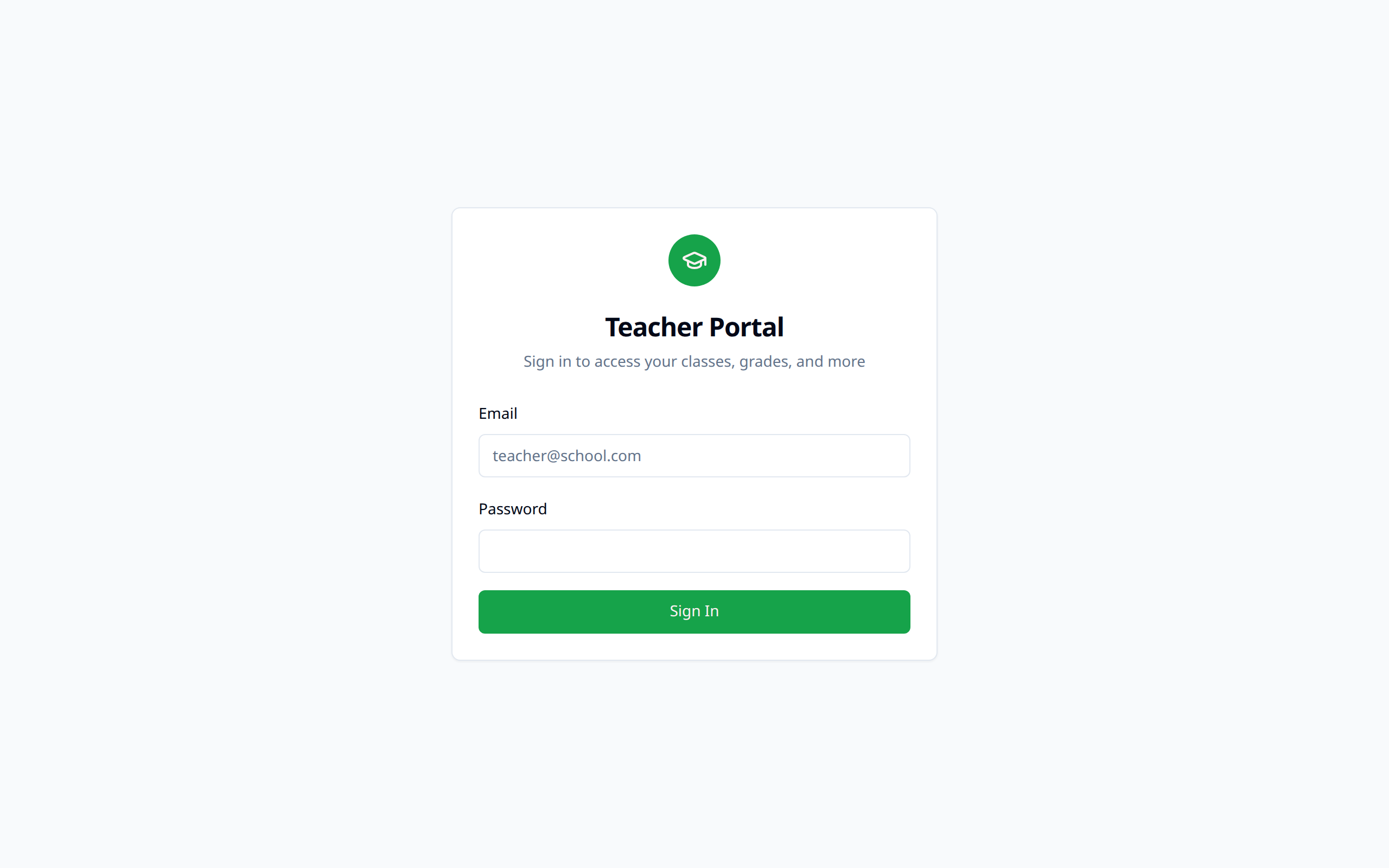 Login page